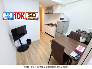 のマンスリーマンション・ウィークリーマンション「📣お値引き🈹キャンペーン✨Wi-Fi🛜無料✨禁煙🚭	セミダブル🛌	１DK✨ソファ🛋️SステイAR鳳駅前(No.1285481)」メイン画像