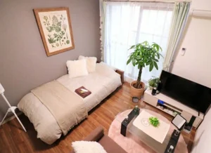 大雲寺前駅のマンスリーマンション・ウィークリーマンション「Kマンスリー岡山駅西口（奉還町） 206・1K-【角部屋】(No.151458)」メイン画像