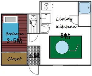 リビング･キッチン8帖/寝室3.5帖
