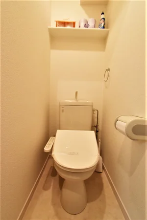 温水暖房便座付きで 愛好家には特に良い! トイレットペーパー・トイレブラシ・洗剤などすべて標準品!