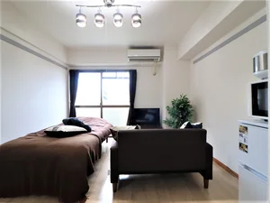 窓が大きく外光を取り込みやすいため、室内が明るいです。　冷蔵庫・電子レンジ・冷蔵庫あり！