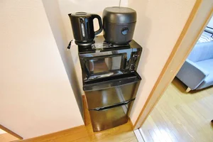 【家電画像】テレビ、洗濯機、冷蔵庫は完備♪滋賀県長浜市ウィークリーマンションの標準設備で追加料金0円♪人気の理由がここにあります。