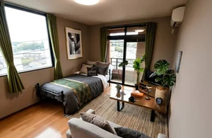 唐津駅のマンスリーマンション・ウィークリーマンション「Kマンスリー唐津駅前（唐津市近代図書館前） 401・1K-【角部屋】(No.551559)」メイン画像