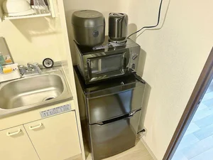 【家電画像】テレビ、洗濯機、冷蔵庫は完備♪滋賀県近江八幡市ウィークリーマンションの標準設備で追加料金0円♪人気の理由がここにあります。