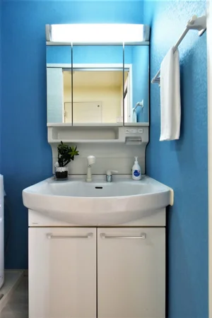 独立洗面台付きで朝支度やお風呂上りに便利!女性にも嬉しい設備!