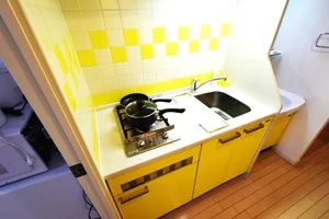 システムキッチンで自炊も可能で　ガスにて手料理もでき　併用面踏まえて生活可能！