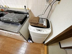 独立洗面台、洗濯機も完備‼タオル、ドライヤー、歯ブラシ、ボディタオルも揃えてるのは富山県高岡市マンスリーマンションだけ♪