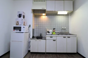 家電が多数ありひとつで入られるように工夫しております!