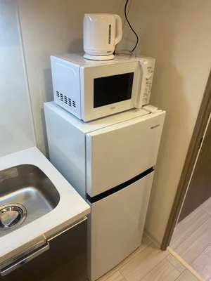 冷蔵庫、電子レンジ、ケトル完備♪