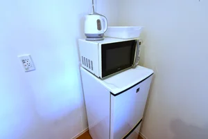 冷蔵庫や電子レンジ・電機ケトル等 一人暮らしに必要な家具家電がそろっていて長期の滞在でも安心です!