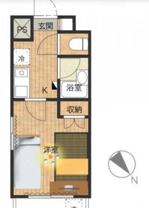 1Kのコンパクトなお部屋ながら　家具家電だけでなく備品もそろっております。　テレビを見ながらお部屋でゆったりと寛いでいただけます。　※植木と額は写真用です。中部屋につき横の窓はない