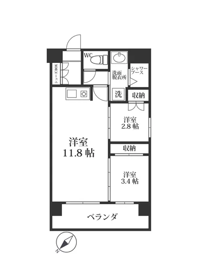 MP 六本松station【2LDK】（シャワールームver）