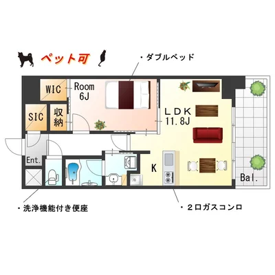 SステイRD心斎橋EAST堺筋本町【禁煙ルーム・1LDK・ダブルベッド】