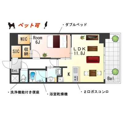 SステイRD心斎橋EAST堺筋本町【禁煙ルーム・１LDK・ダブルベッド】