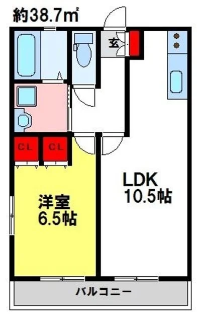 トーマンスリー鳥栖市弥生が丘2★広々1LDK★駐車場敷地内(鳥栖市弥生が丘4丁目)