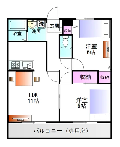 【けやきウォークの南側】🌿グランマンスリー前橋天川原町🌿2ベットルーム(シングルベット×2部屋)各部屋TV・エアコン完備