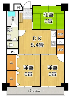 ★3人入居可能な広々60㎡の3DK★駐車場無料★wi-fi無料★聖マリア病院目の前★GM久留米2