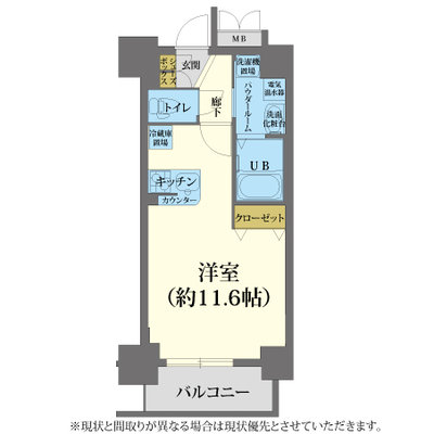 【北浜駅徒歩7分】30㎡超の広々1R|洋室11.6帖・ダブルベッド・独立洗面台・浴室乾燥機| アスヴェル大阪城WESTⅡ