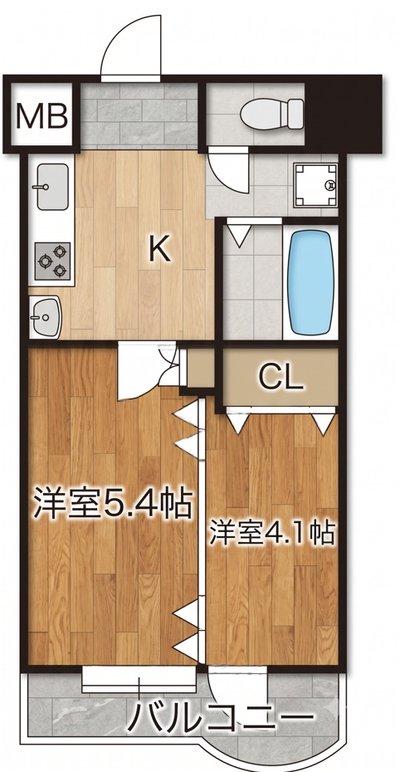 【戸畑駅徒歩8分・角部屋2K】★Wi-Fi無料★セミダブル布団新品★宅配BOX★3名まで可★ジョイフルマンスリー戸畑幸町