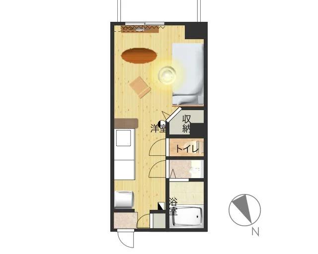バストイレ別　バルコニー付きの１K！　一人暮らしには快適な広さでお過ごしいただけます。