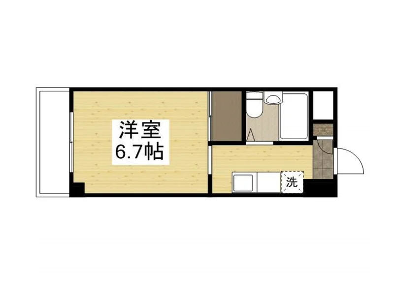 【間取図】大人気の1Kタイプ岡山市ウィークリーマンション♪広々使えて岡山市人気格安マンスリーマンション★