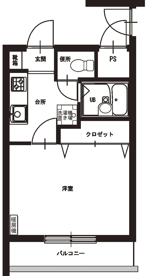 広めの1Kタイプ。