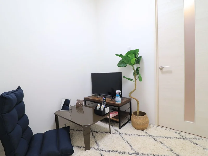 築浅で清潔感のある室内の　家具家電付きマンスリーマンション！　テレビや座椅子があり自宅のように快適にお過ごしいただけます。