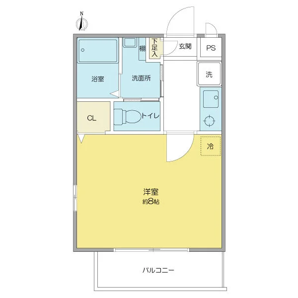 窓はベランダ側のみとなります
