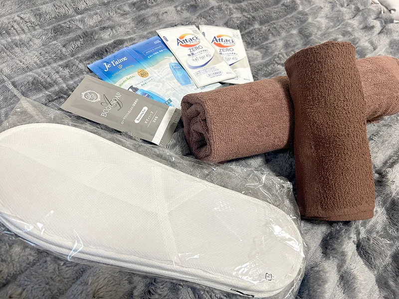 1日分のシャンプー類などの消耗品も1名様分ご用意！