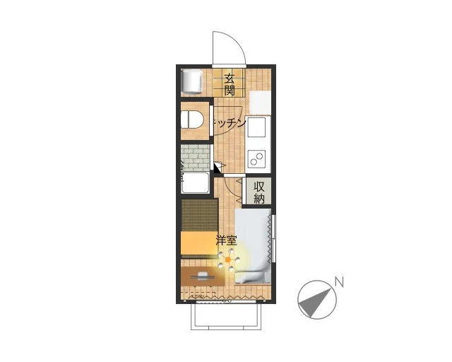 1Kのシンプルな間取りですが、家具家電完備でさらに備品も充実しておりますのでご満足いただけるお部屋となっております。ネット・WIFI無料♪