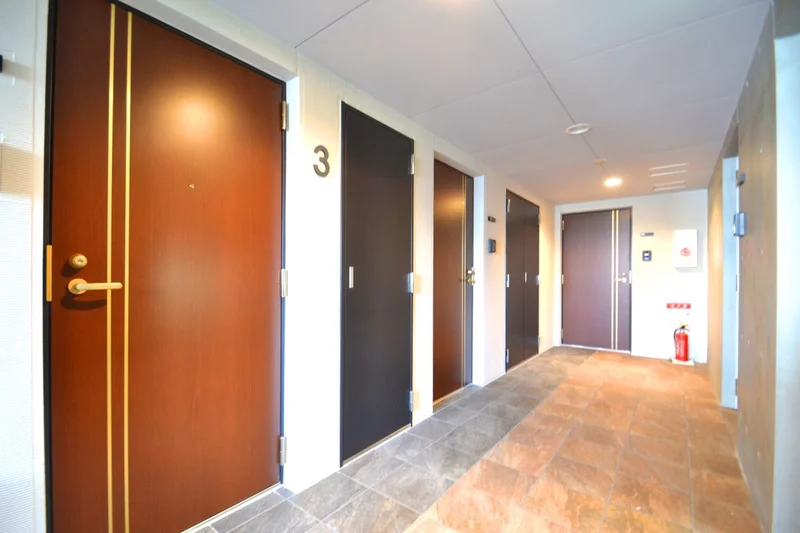 清潔感漂う共用部(＾＾)TVドアフォンが完備されているのでセキュリティ面も安心して過ごすことができます。