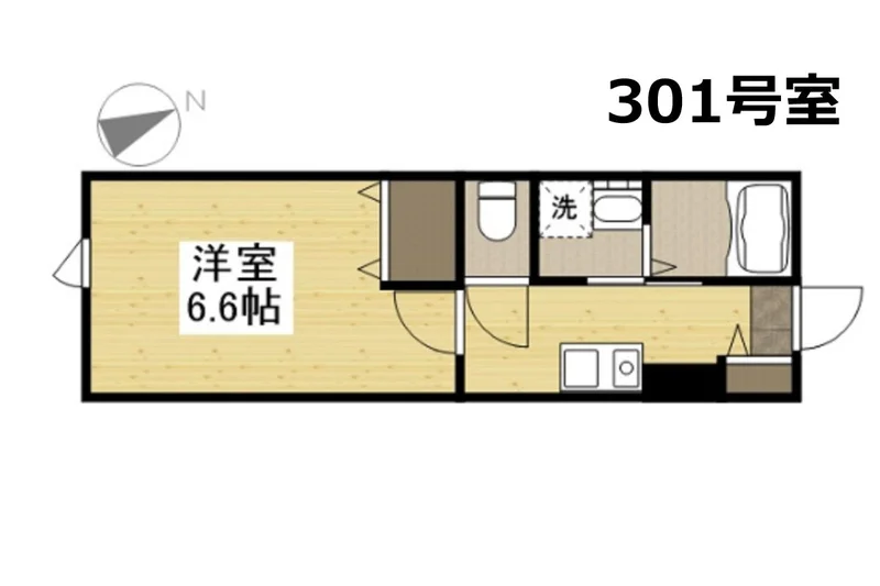 １Kのお部屋です★岡山大学病院から徒歩5分以内！病院の付き添いや通院される方にお勧めです。