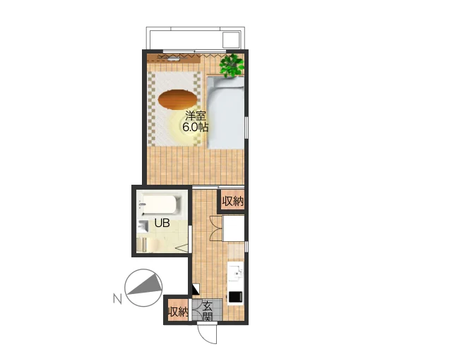 1Kの少し変わった間取りです！家具家電完備でさらに備品も充実しておりますのでご満足いただけるお部屋となっております