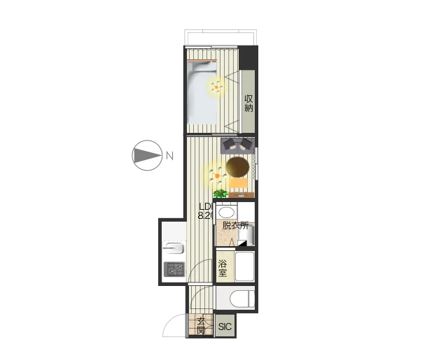 お洒落な１ＬＤＫの築浅物件♪LDK8.2帖 の広々空間となっておりますので、2名入居の方にもおすすめしております。