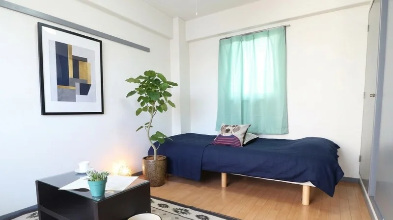 大き目なテレビがあり、ゆっくり寛げる空間となっております。家具家電だけでなく、ティッシュやリセッシュ等もご用意させてもらっているので非常にご満足度高くご利用いただいております！※植木と額とクッションなどの装飾は写真用です。