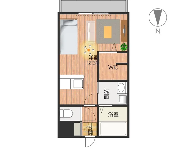 1Rですが、広めの間取り(^^♪家具家電完備でさらに備品も充実しておりますのでご満足いただけるお部屋となっております。カウンターキッチン付きのとっても綺麗なお部屋です！