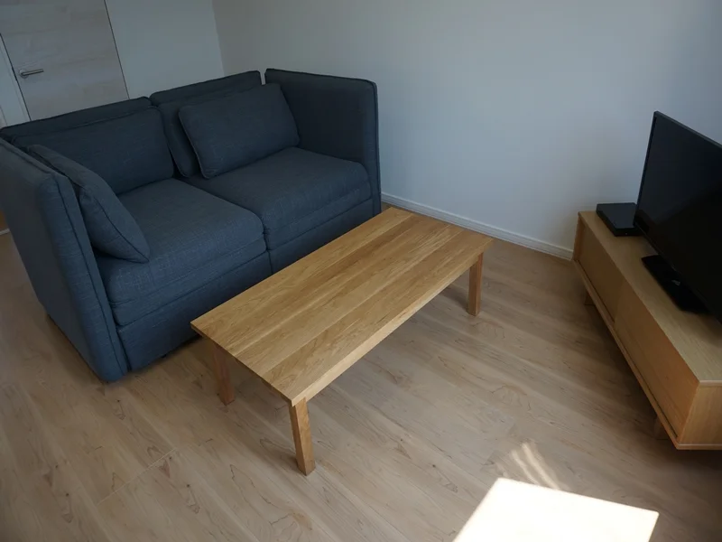 ゆったり広めのソファーベットをご用意。DVD（再生用）もご用意。