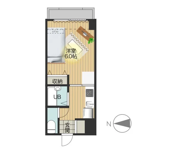 嬉しい風呂トイレ別設計のシンプルな１Kの洋部屋ですが、余分な荷物を持たずに即生活ができるよう、数多くの備品と主要な家具家電を標準装備してご案内いたします。あったら助かるものが多いと、利用者様から多くの声をいただいておりますので、我が家のようにおくつろぎくださいませ。(*’ω’*)
