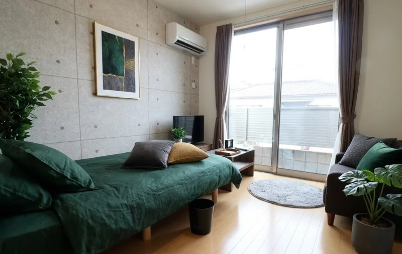 大きな窓があり、明るい空間となっております。広めのお部屋ですので2名で入居を希望されている方にもおすすめ！※植木と額とクッションなどの装飾は写真用です。