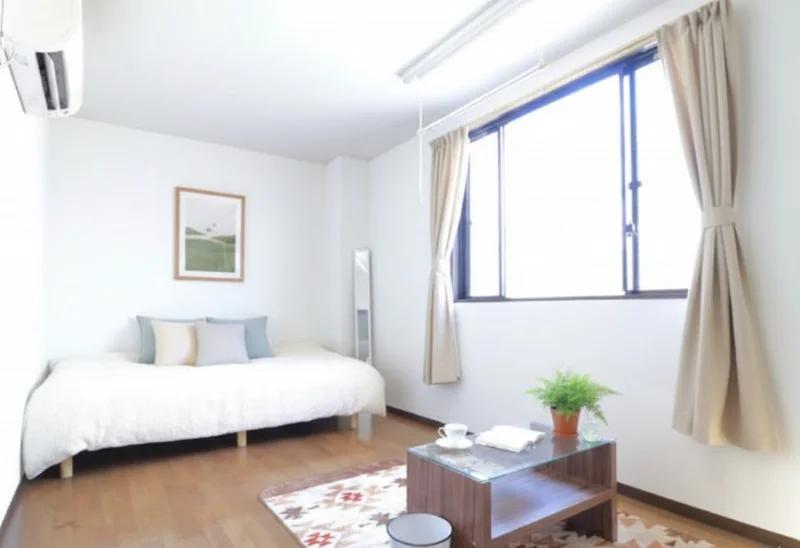 大き目なテレビがあり、ゆっくり寛げる空間となっております。家具家電だけでなく、ティッシュやリセッシュ等もご用意させてもらっているので非常にご満足度高くご利用いただいております！※植木と額とクッションなどの装飾は写真用です。