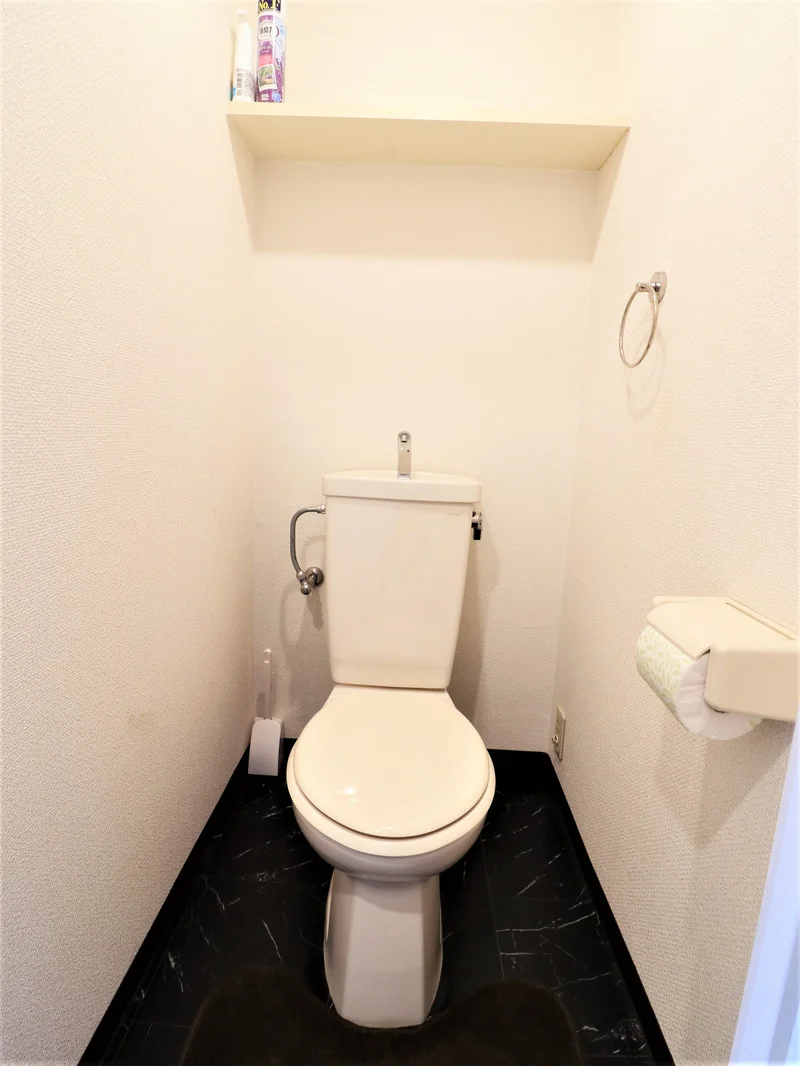 バストイレ別で、トイレットペーパーが3つまで付いてます！　トイレ洗剤とブラシ付きで　いつもきれいに快適に！
