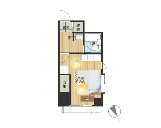 オール電化１K！　シンプルな間取りながら収納スペースもあり　一人暮らしに十分な広さ！