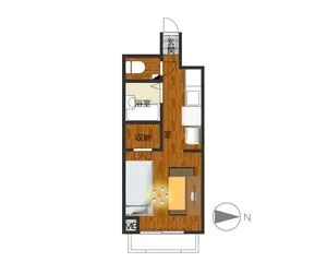 1Kのシンプルな間取りですが、家具家電完備でさらに備品も充実しておりますのでご満足いただけるお部屋となっております。