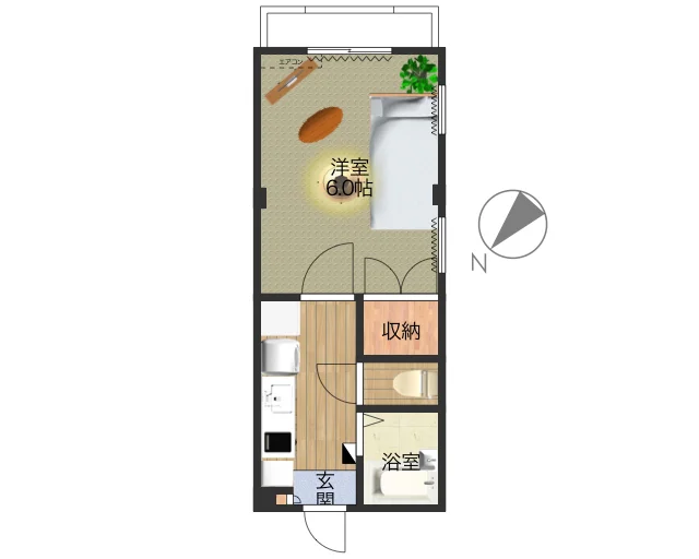 セパレートタイプの１Kタイプのお部屋です。　バストイレ別が嬉しい物件！