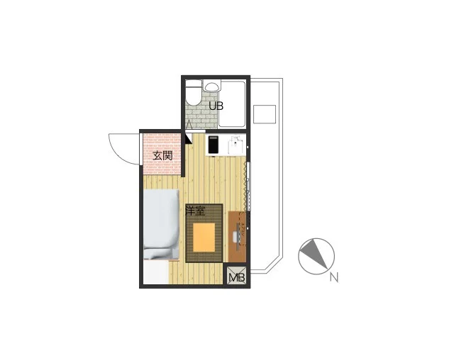 1Kのシンプルな間取りですが、家具家電完備でさらに備品も充実しておりますのでご満足いただけるお部屋となっております。