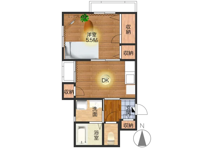 １DKの御部屋で　2人でもお過ごし頂けます！　バストイレ別・寝室セパレートタイプで夜はゆったりとお寛ぎいただけます。