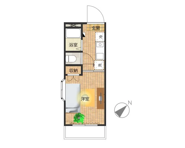 セパレートタイプの１Kタイプのお部屋です。　バストイレ別が嬉しい物件で収納もあり！