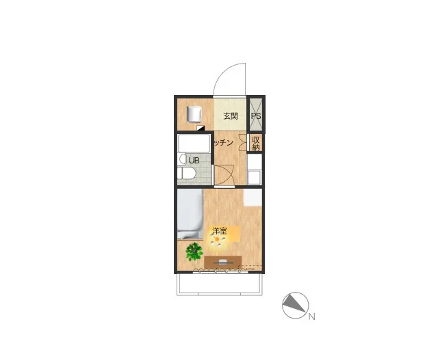 間取　コンパクトな間取りながら家具家電や備品が充実していて　収納スペースもあり！