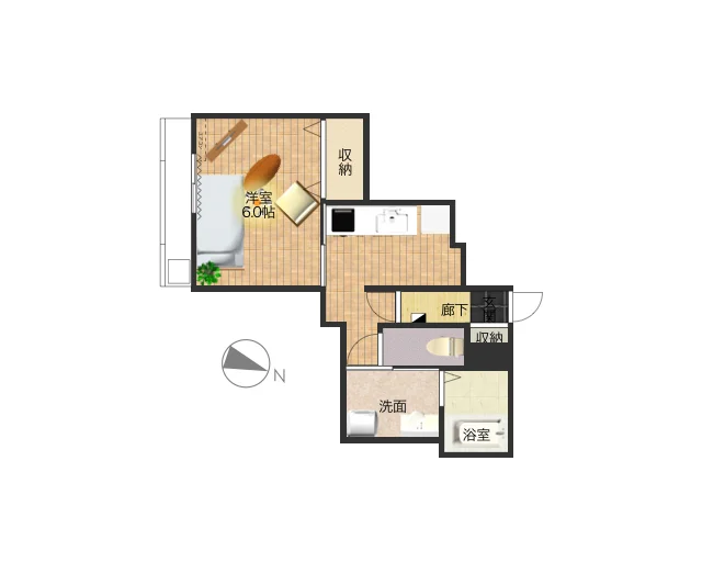 オール電化！　バストイレ別・洋室が広々とした１Kタイプのお部屋です。　　収納スペースも広め！