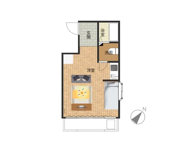 広めの１Rタイプのお部屋です。 風呂トイレ別が嬉しい物件で　バルコニー付き　日当たり良好となっております